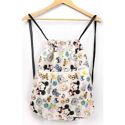 Disney cartoon children backpacks diaper bag waterproof Mickey printing drawstring backpack folding portable travel bag