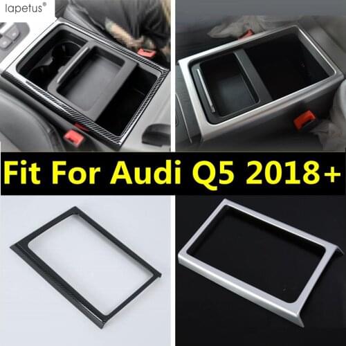For Audi Q5 2018 - 2021 Front Seat Central Water Cup Holder Panel Cover Trim ABS Carbon Fiber Look / Matte Accessories Interior