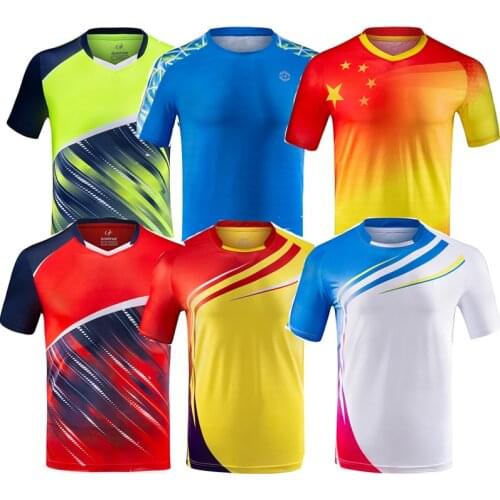 Free print Men/women badminton t-shirts,Men Table Tennis t shirt,Women tennis shirt Running shirt Short Sleeve volleyball shirts