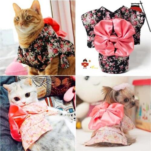 Japanese and Korean Style Pet Cat Kimono Broken Flower pet clothes dog cat kimono Dress up necessary For Small Dog Cat Coat