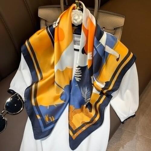 KOI LEAPING new summer decoration woman fashion scarves popular Graffiti printing small square scarf soft headscarf hot gift