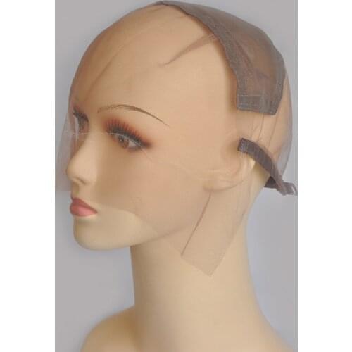 Brown Full Lace Wig Cap For Making Wig With Adjustable Stretch Straps With Guide Line Strong Swiss Lace Weaving Cap