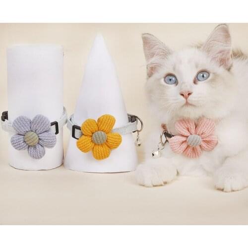 Pet Dog Cat Kitten Collar with Bell Cute Handmade Cat Collar Pet Accessories Cute Flower Necklace Kitten Accessories