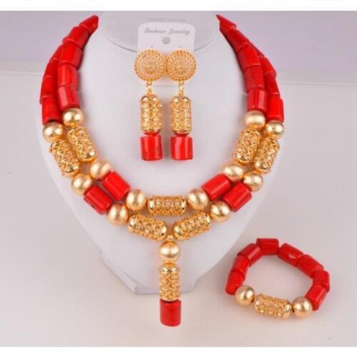 Red Coral Jewelry Nigeria Coral Beads Bridal Coral Necklace Set Africa Wedding Jewelry Sets