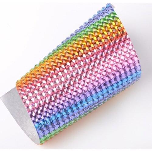 Rhinestone Adhesive Square Crystal Sticker 4MM Resin Rhinestone Mesh For Crafts Multi-Colored Self-Adsesive Rhinestones Applique