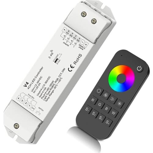 Led RGB RGBW Strip Controller 2.4G RT4 Wireless Remote With V4 4 Channel 5A Receiver 12V 24V 5050 3528 String Ribbon Control