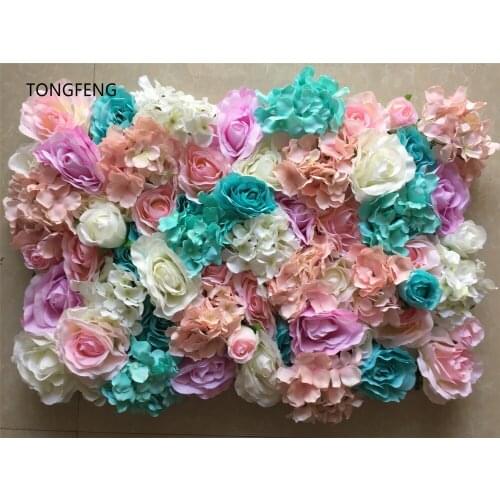 Mixcolor 10pcs/lot Artificial roses and hydrangeas 3D flowers wall wedding background decoration Flower runner wedding TONGFENG