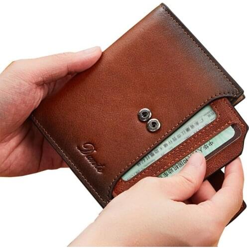 Fashion Mens Zipper Coin Purse Top Retro Genuine Leather Wallet Business Card Holder Drivers License Bag Wallet Man