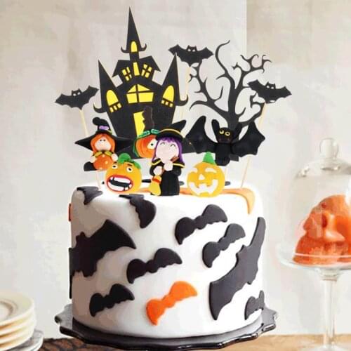 Cartoon Halloween Cake Topper cupcake Pumpkin Ghost Witch for Halloween Dessert Decoration Party Cake Flags Baking Supplies