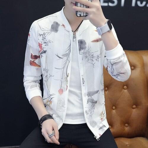 Fashion Men Jacket Spring Summer Casual Print Zipper Streetwear Hip Hop Mens Jackets Chamarras Para Hombre