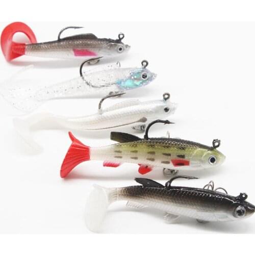 5Pcs/Set Soft Lure 8cm 14g 10 cm 9.3g Wobblers Artificial Bait Silicone Fishing Lures Sea Bass Carp Fishing Lead Fish L014