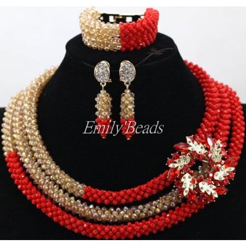 2016 Latest African Party Costume Jewellery Set Crystal Nigerian Wedding African Beads Bridal Necklace Set Free Shipping ALJ302