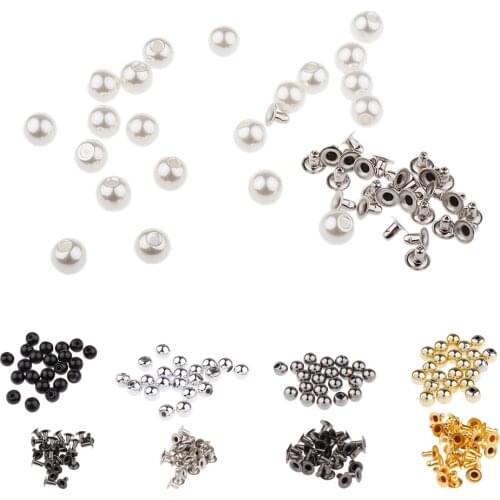 New Arrived 20 Sets Pearl Rivets Studs Snap Buttons for Cloth Hat Bag Shoes Crafts Decoration DIY Home Garment Accessories