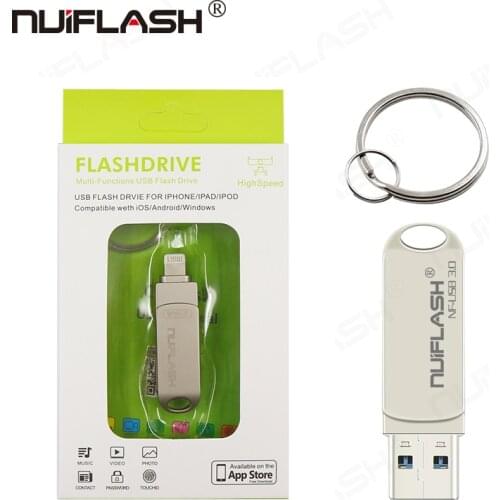 OTG USB Flash Drive USB2.0 for iPhone/iPad/IOS/Android/PC 128GB 64GB 32GB 16GB 8GB pen drive 2 in 1 high speed Pendrive