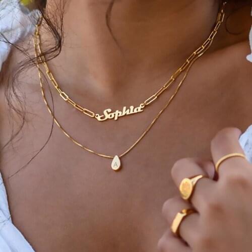 Hip Hop Custom Name Necklace Women Stainless Steel Pin Chain Personalized Nameplate Pendant Necklace Choker Fashion Jewelry