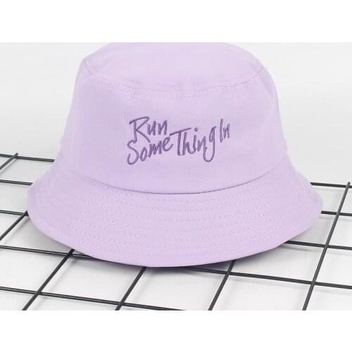 Cotton Letter Embroidery Bucket Hat Fisherman Hat Outdoor Travel Hat Foldable Sun Cap Hats for Men and Women 550