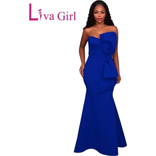 LIVA GIRL Evening Party Maxi Dress Women Off Shoulder Backless Oversized Bow Applique Formal Long Dresses Vestido Robe De Soiree