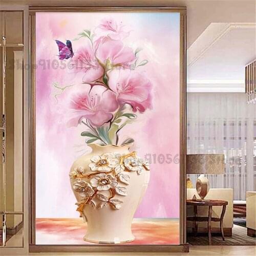 DIY Full Round Diamond Painting Flower Vase 5D Diamond Painting Cross Stitch Diamond Embroidery Mosaic Home Decoration GG3833