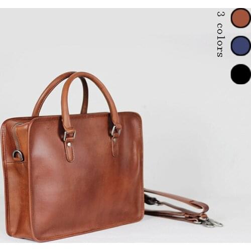 Men Genuine Leather Briefcase Handbags Leather 14" Laptop Bag Big Shoulder Crossbody Bags for Man Messenger Bags With Free Gift