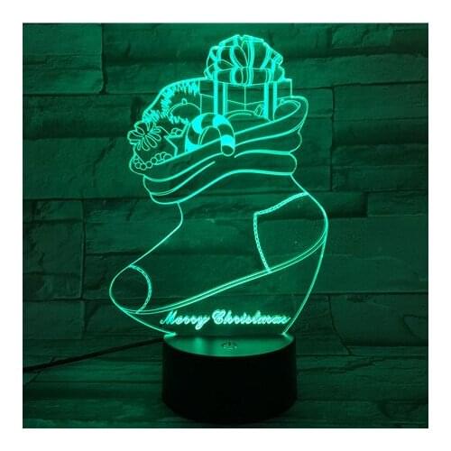 Christmas stockings Night Light LED Acrylic 3D Table Lamp Decorative Nightlight kids Friends Surprise Gift Smart Phone Control