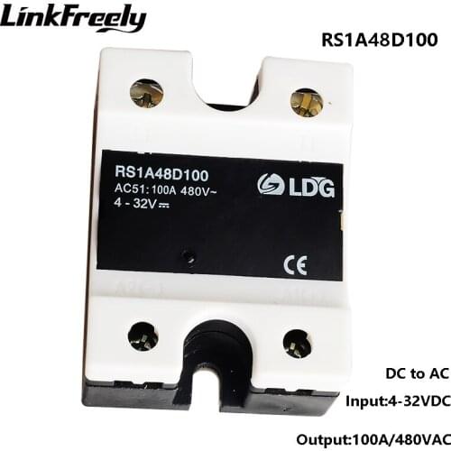 RS1A48D100 2pcs Mini Triac SSR Solid State Relay, 5V 12V 24V 32V DC Input Output 100A /42-530V AC,Voltage Relay Switch Module