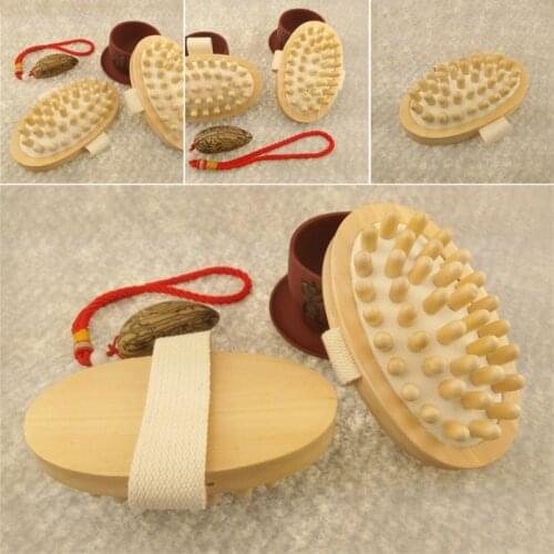 Hand-Held Wooden Body Brush Massager Cellulite Reduction Relieve Tense Muscles U2JD