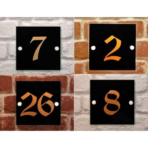 DIY House Number HOUSE SIGN PLAQUE house number numbers house door number glass effect acrylic OLD ENGLISH