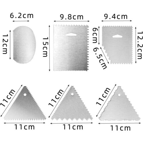 Stainless Steel Cake Scraper Decorative Comb Rectangle Triangle Trapezoid Oval Serrated Scraper Ice Smoothing Tool Cake Scraper