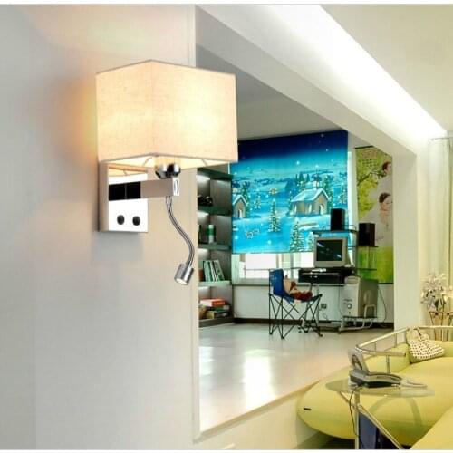 Modern Creative Minimalist Fabric Wall Lamp Shade Bedside LED E27 Bedroom Reading Light Hotel Living Room Lamps