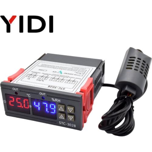 STC-3028 LED Digital Thermostat Temperature Humidity Controller Thermometer Sensor Hygrometer 10A Adjustable Cooler Heater
