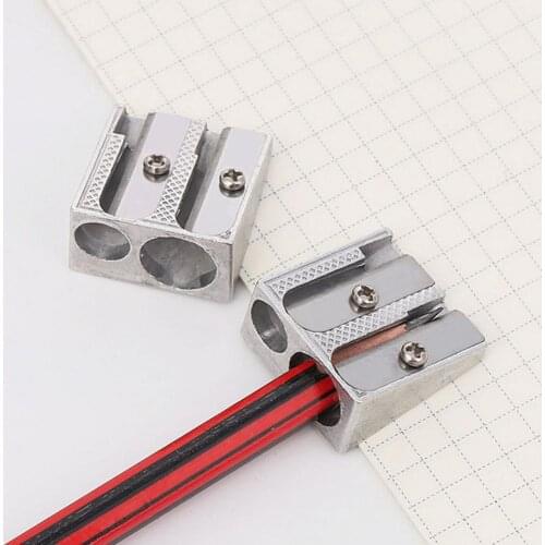 12PCS Pencil Sharpener Excellent Students Metal Pencil Sharpener Two Hole For Home Schools Offices Children Gifts Supplies