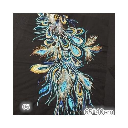 1 Piece / Handmade DIY High-end Evening Dress, Decorative Cloth, Pasted Peacock Phoenix Feather Embroidered Applique YS0460