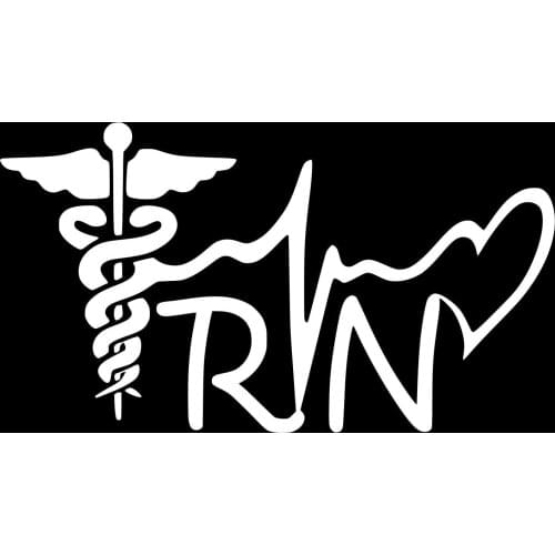UR Impressions Registered Nurse - RN Caduceus Lifeline Heart Decal Vinyl Sticker Graphics for Cars Trucks SUV Vans Walls 15*15cm