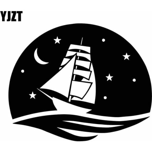 YJZT 16CM*13.1CM Sea Ship Night Marine Nautical Sailor Sail Vinly Decal Decor Art Car Sticker Black/Silver C27-0409
