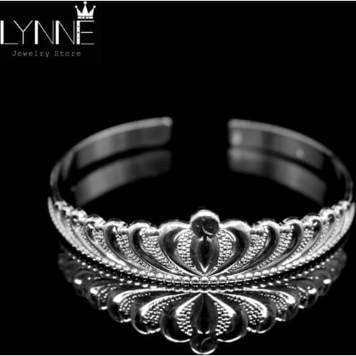 Hot Sale Classic Big Crown Design Silver Plated Resizable Bangle Elegant Silver Color Bracelet Women&Girl Fashion Jewelry Gift