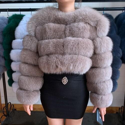 20120 NEW Fashion Coat Short Real Fur Coat Women Natural Fox Fur Coats Winter Nine Quarter Sleeves Warm Clothing Warm Coat