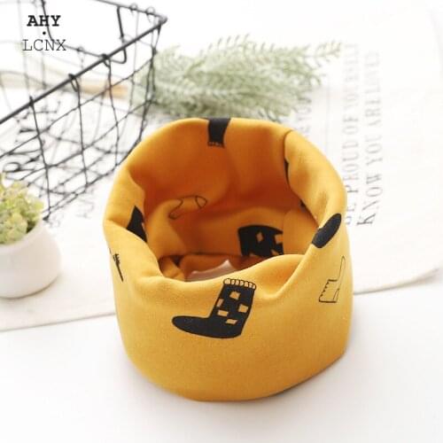 Winter Warm Thicken Baby Scarf Neckerchief For Kids Padded Boys Girls Foulard Cotton Cartoon Print Scarves Children Snood Scarf
