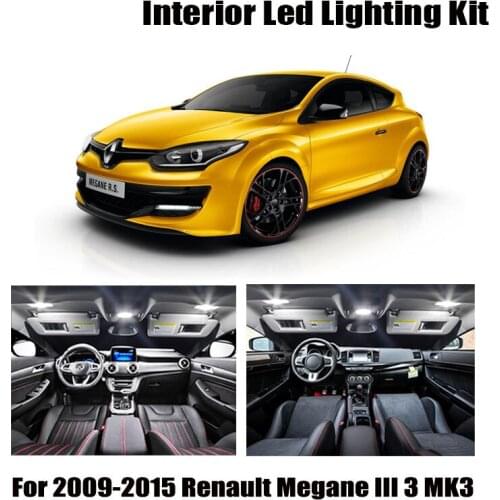14pcs White Canbus No Error Car LED Bulbs For 2009-2015 Renault Megane III 3 MK3 Hatchback Interior Reading Dome Trunk Light Kit