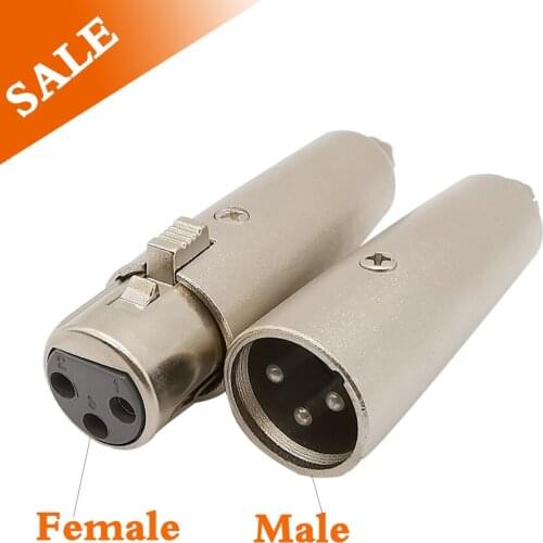 2Pcs/Lot RCA Connectors RCA Male Plug to 3Pin XLR Male Female Plug Jack Audio Speaker Amplifier Converter Adapter