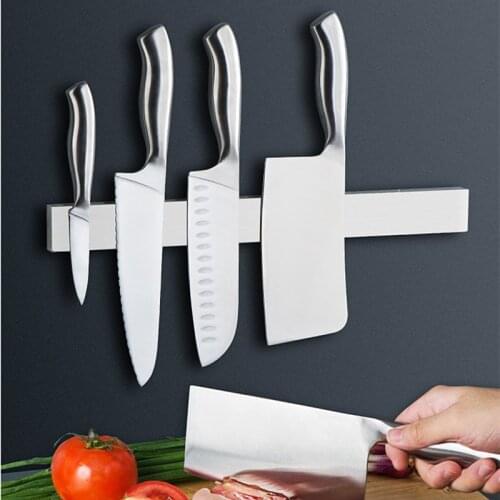 304 Stainless Steel Wall Mounted Magnetic Knife Holder Magnet Kitchen Utensil Rack Chef Knives Storage Organizer Accessories