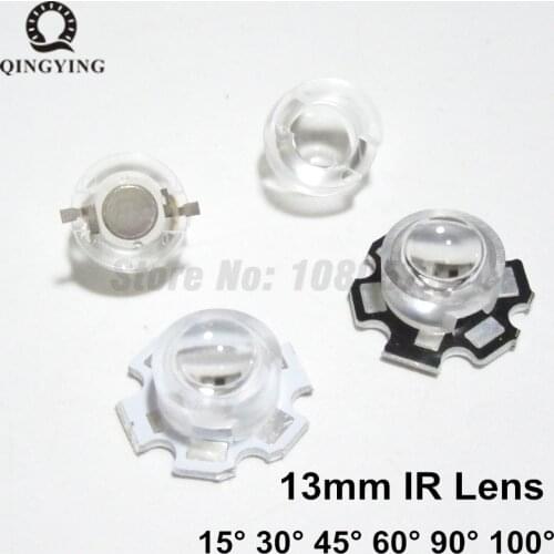 50pcs 13mm IR LED 15 30 45 60 90 100 Degree 13mm Mini LED PCB Angle Lens for 1W 3W 5W LED Lamp Convex Lenses