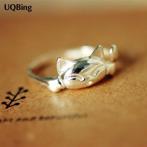 Free Shipping 925 Sterling Silver Cat Rings Anillo Anel De
