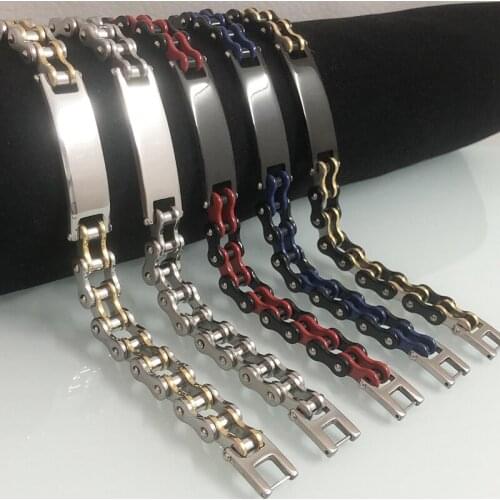 Titanium Steel 5 Color Mens Bracelet Bicycle Motorcycle Link Chain Man Male Bracelets On Hand Armband For Men Big Size 23CM 9"