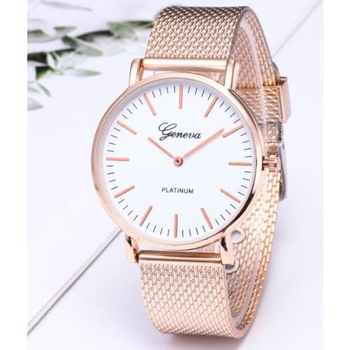 Geneva Classic Design Watch For Women Men Rose Gold Stainless Steel Bracelet Fashion Ladies Quartz Watches Female Gifts relogio