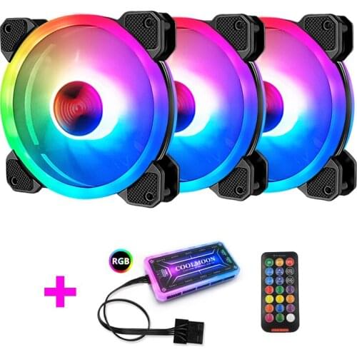 Coolmoon PC Chassis Cooling RGB Fan with IR Remote Quiet Computer Case Radiator 12V Mute Ventilador PC Case RGB Fan