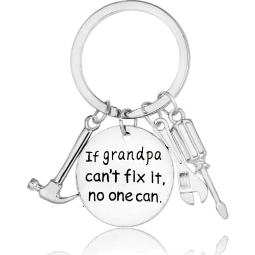 Grandpa Keychain Granddad Gifts from If Grandpa Can't Fix It, No One Can Fix Tools Key Chains Keyring Birthday Gifts Men