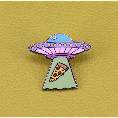 UFO Pizza Enamel Pin space universe shaped Brooch mysterious and galaxy Accessory