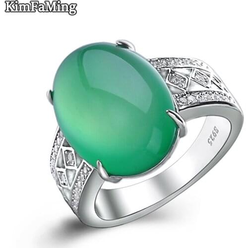 Good Quality Fine Men Silver Chaledony Jewelry Rings Aniversary Gift OPR164