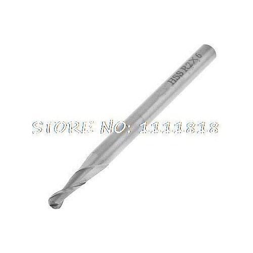 HSS Helical Groove 2 Flute 6mm Shank 74mm Length 4mm Cutting Ball Nose End Mill R2 x 6