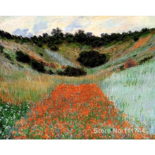 Paintings by Claude Monet Poppy Field in a Hollow near Giverny decorative art handmade High Quality
